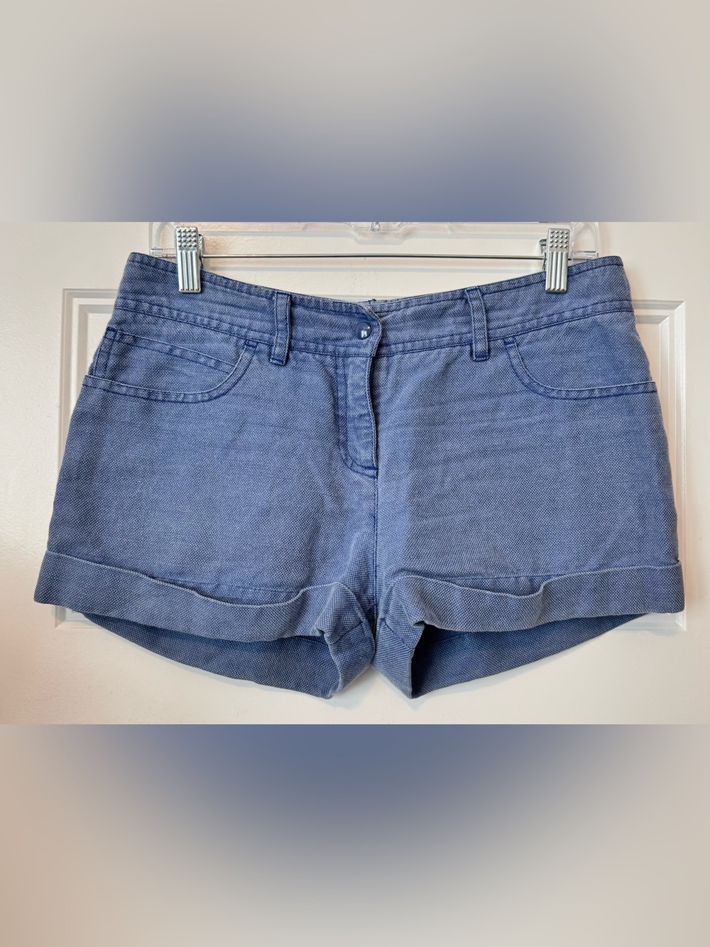Emilio Pucci Blue Linen Cotton Blend Cuffed Shorts Size IT 40 US 10 Coastal Lux